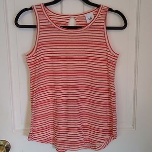 CAbi Spirit Tank Orange and Cream Stripes Keyhole Back Size XS
